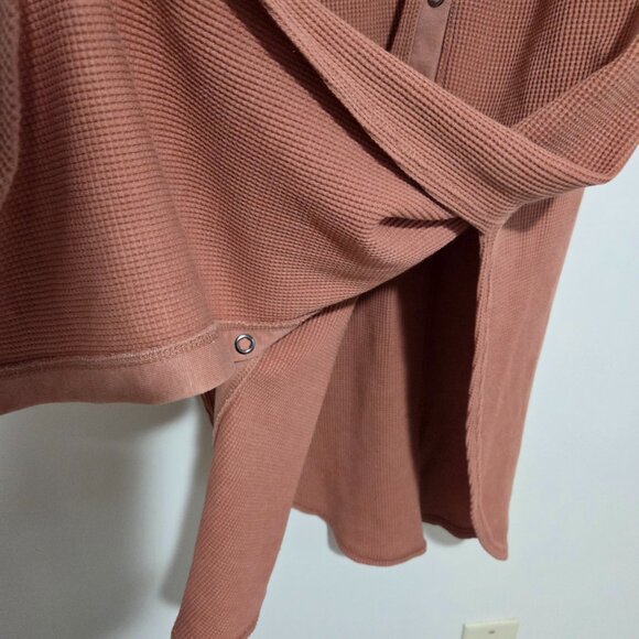 EUC ANTHROPOLOGIE DAILY PRACTICE WAFFLE KNIT SCOOP NECK BUTTON DOWN TAN DRESS M - Picture 9 of 14